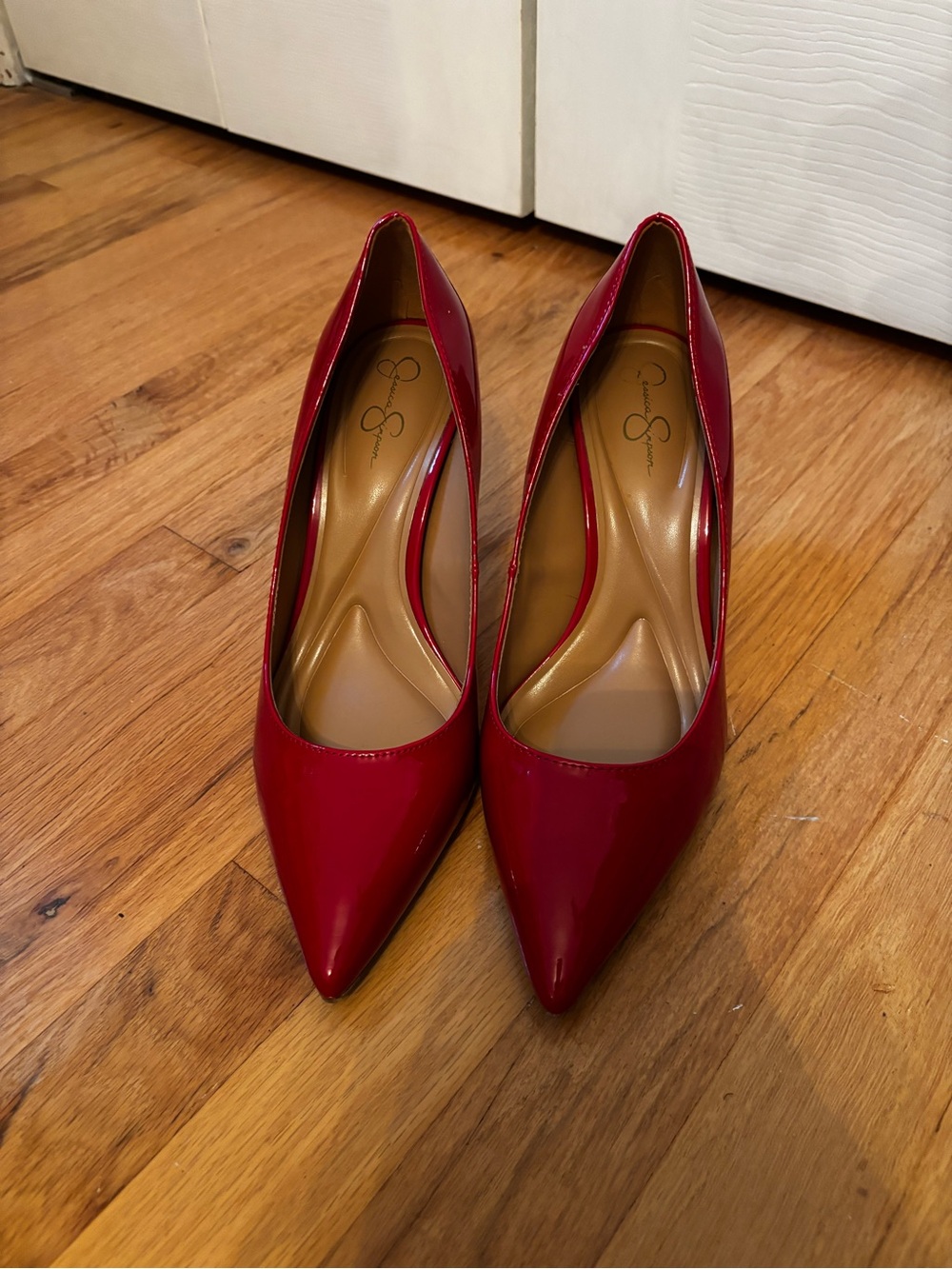 Jessica Simpson Red Patent Pointed Toe Heels